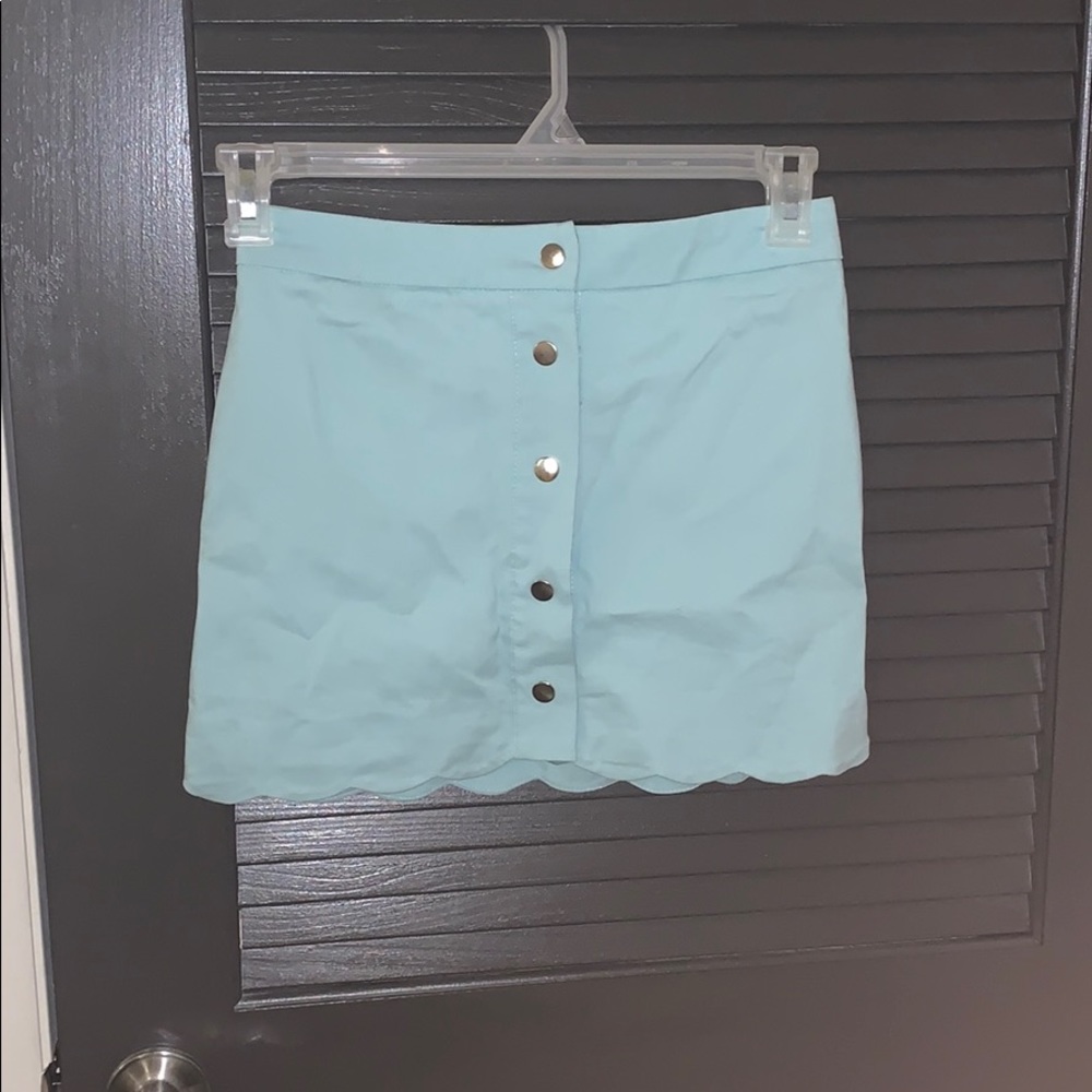 Baby blue button down skirt